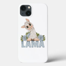 かわいい白ラマフローラケースメイトiPhoneケース