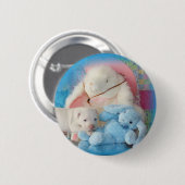 かわいい白人のイースター小犬及びバニーの友人 缶バッジ (正面&裏面)