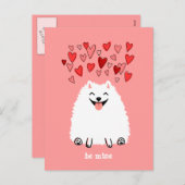 かわいい白人のポメラニア犬のバレンタインは私の物です シーズンポストカード (正面/裏面)