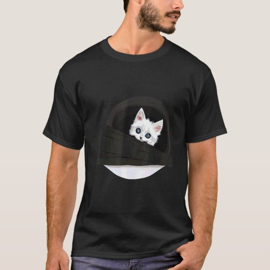 かわいい白子猫インポケット猫 Tシャツ (正面)