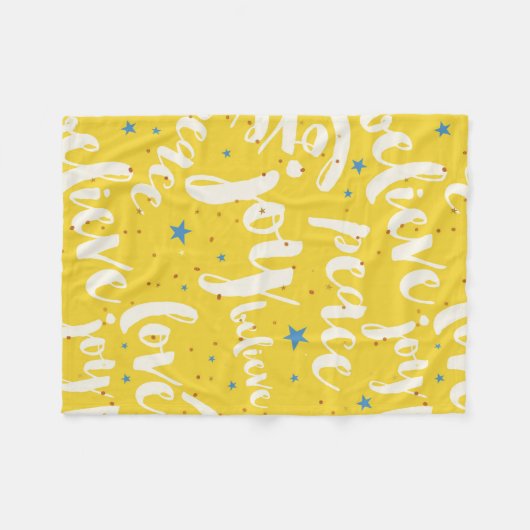 かわいい白文字デザイン フリースブランケット (正面(横))