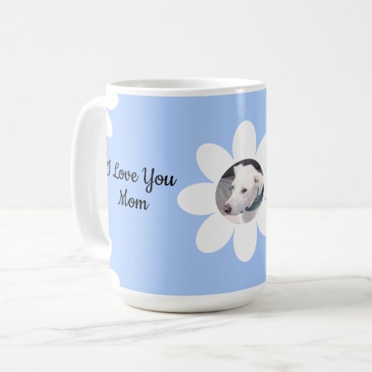 かわいい白最高のデイジーママ犬の丸い写真 コーヒーマグカップ (正面左)