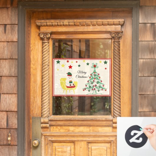 かわいい白熊メリークリスマス ウィンドウサイン (ホームデコレーション)