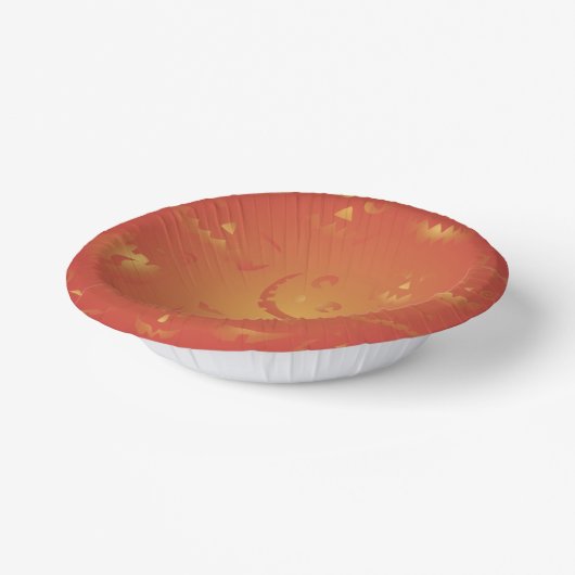 かわいい白熱［赤熱］光を放つオレンジハロウィーンカボチャ紙ボウル ペーパーボウル (傾斜あり)