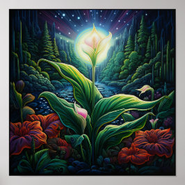 かわいい白熱［赤熱］光を放つ誕生日フラワーブーケピースリー ポスター