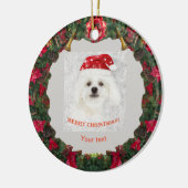 かわいい白犬のマルチーズ子犬をパーソナライズ セラミックオーナメント (左)