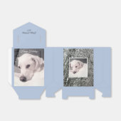 かわいい白犬の冬の雪の日の写真 フェイバーボックス (折り畳みなし)