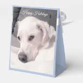 かわいい白犬の冬の雪の日の写真 フェイバーボックス (裏面サイド)