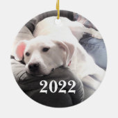 かわいい白犬の平和 セラミックオーナメント (裏面)