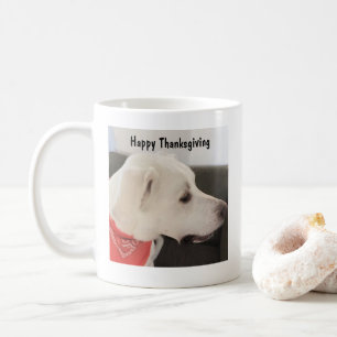かわいい白犬の感謝祭の写真 コーヒーマグカップ