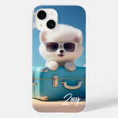 かわいい白犬の旅行スーツケーパーソナライズされたス名 Case-Mate iPhoneケース (裏面)