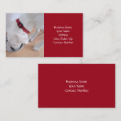 かわいい白犬の飲み水レッドクリスマス 名刺 (正面/裏面)