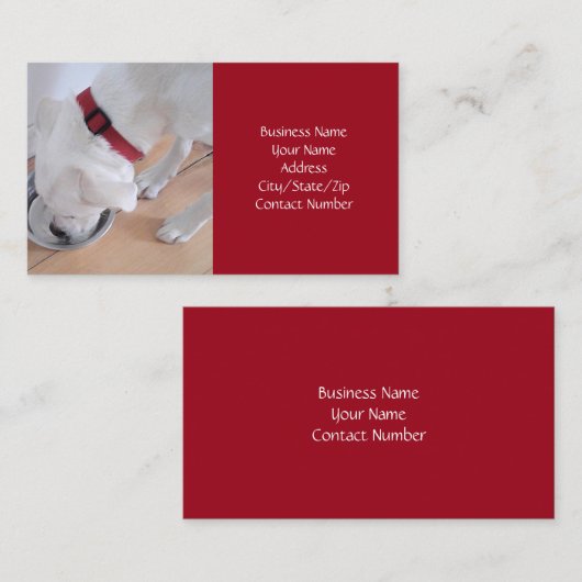 かわいい白犬の飲み水レッドクリスマス 名刺 (正面/裏面)