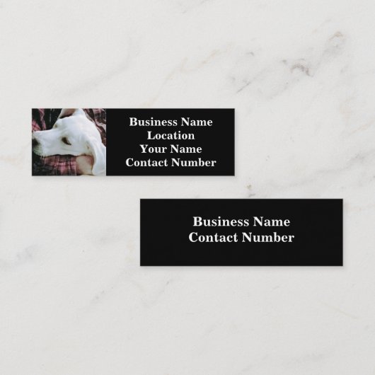 かわいい白犬の飼い主の写真：パパブラック スキニー名刺 (正面/裏面)