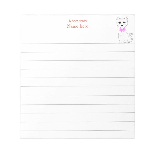 かわいい白猫が並ぶ ノートパッド (正面)