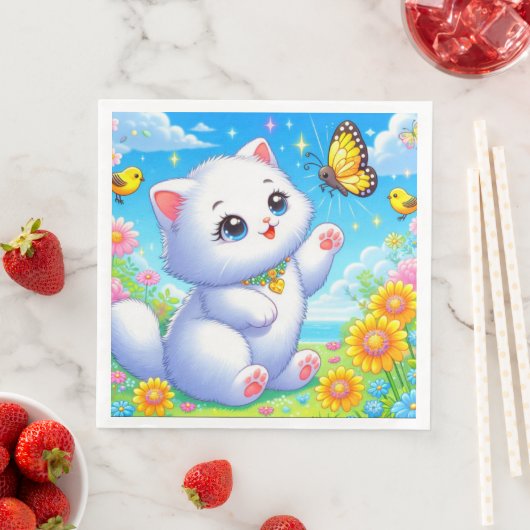 かわいい白猫が遊んでいる (インサイチュ)