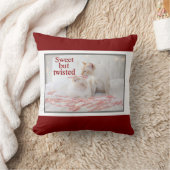 かわいい白猫とキャンディカンは甘いがツイスト クッション (ブランケット)