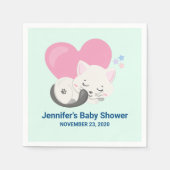 かわいい白猫ねこ寝る赤ちゃんシャワー スタンダードカクテルナプキン (正面)