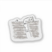 かわいい白猫のイラスト シール (正面)