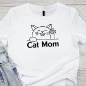 かわいい白猫のママ 簡単でおもしろい 女性の猫好き Tシャツ