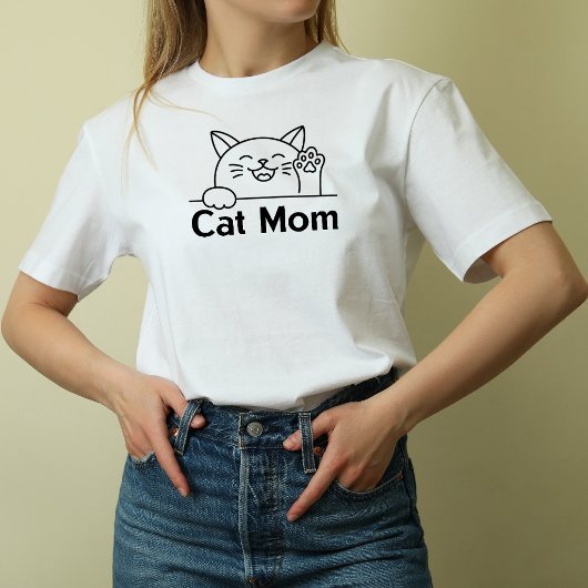 かわいい白猫のママ 簡単でおもしろい 女性の猫好き Tシャツ