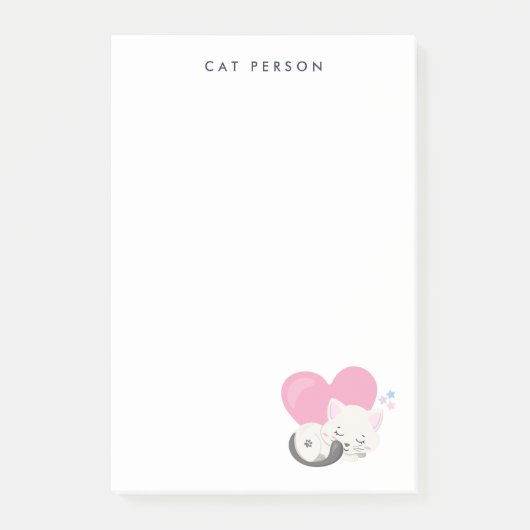 かわいい白猫の寝顔　猫好きテキスト ポストイット (正面)