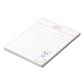 かわいい白猫の罫線入り ノートパッド (回転)