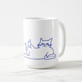 かわいい白猫の落書きキャラクター コーヒーマグカップ