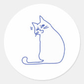 かわいい白猫の落書きキャラクター ラウンドシール (正面)