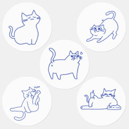 かわいい白猫の落書きキャラクター ラベル