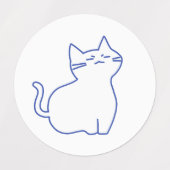かわいい白猫の落書きキャラクター ラベル (デザイン1)