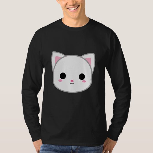 かわいい白猫の頭 Tシャツ (正面)