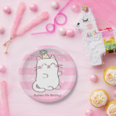 かわいい白猫ガールズバースデーパーティー用品 ペーパープレート (パーティー)