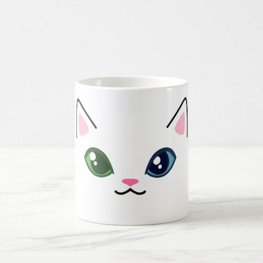 かわいい白猫ヘテロクロミアマグ コーヒーマグカップ (中央)