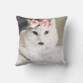 かわいい白猫ペットカスタムの写真装飾用クッション クッション (裏面)