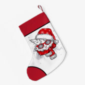 かわいい白猫メリークリスマス スモールクリスマスストッキング (裏面 (吊り時))
