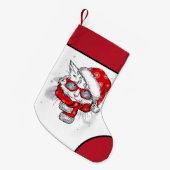 かわいい白猫メリークリスマス スモールクリスマスストッキング (正面 (吊り時))