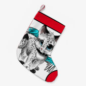 かわいい白猫メリークリスマス スモールクリスマスストッキング (正面 (吊り時))