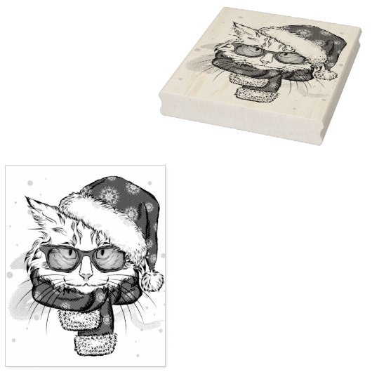 かわいい白猫メリークリスマス ラバースタンプ (押印)