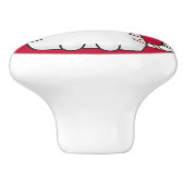 かわいい白猫レッド セラミックノブ (側面)