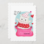 かわいい白猫ヴィンテージバレンタイン シーズンカード (正面/裏面)