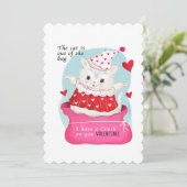 かわいい白猫ヴィンテージバレンタイン シーズンカード (スタンド正面)