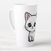 かわいい白猫 カフェラテマグ (左アングル)