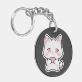 かわいい白猫 キーホルダー (正面左)