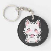 かわいい白猫 キーホルダー (正面)