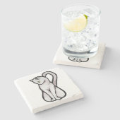 かわいい白猫 ストーンコースター (横)