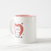 かわいい白猫 ツートーンマグカップ (正面左)