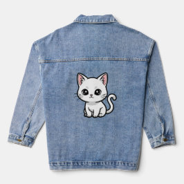 かわいい白猫 デニムジャケット