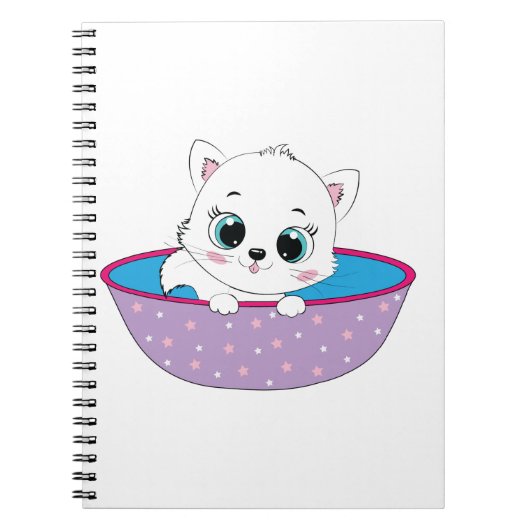 かわいい白猫 ノートブック (正面)