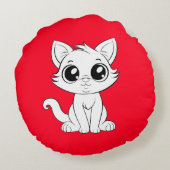 かわいい白猫 ラウンドクッション (裏面)